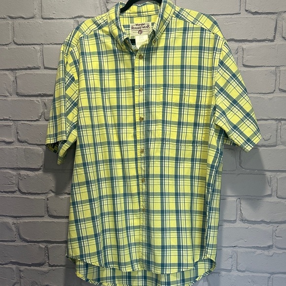 NWOT Wrangler Yellow and Blue Plaid Casual Shirt size XL - Picture 7 of 7